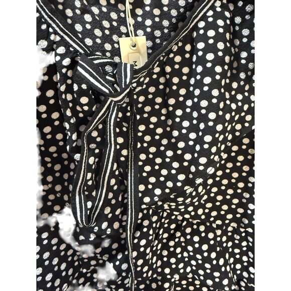 Max Studio Womens Polka Dot Ruffle Blouse M Black/White - Picture 12 of 12